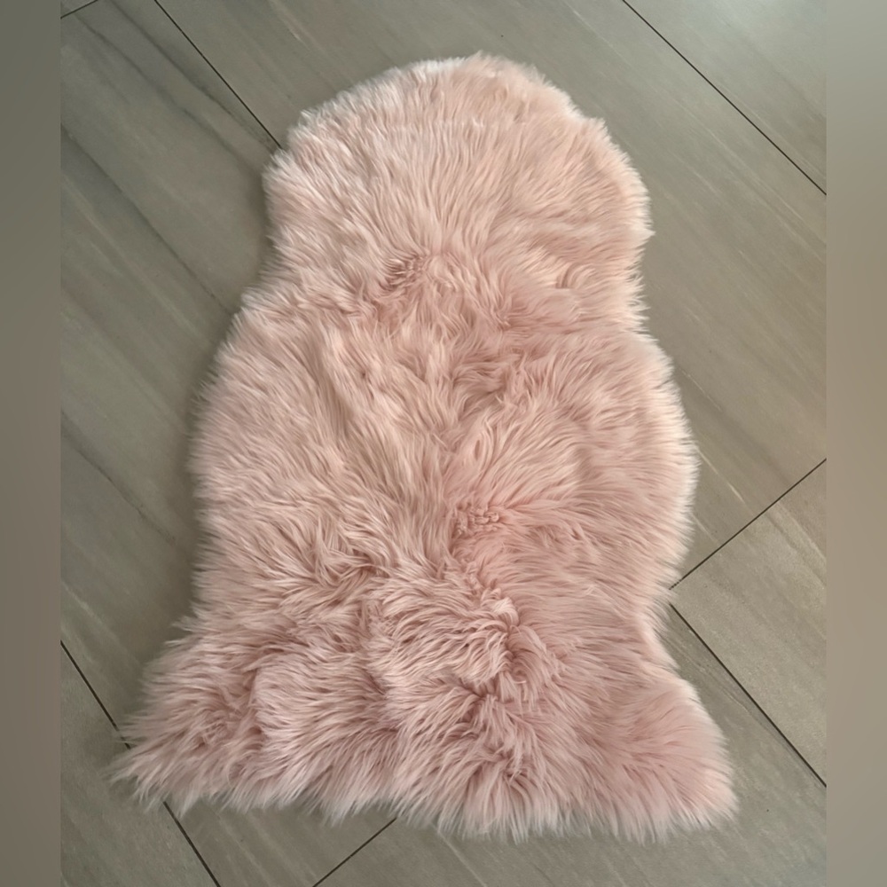 Soft Pink Faux Lambskin Rug